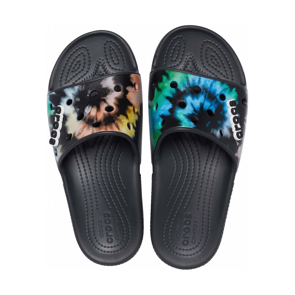 Black Women's Crocs Classic Tie-Dye Graphic Slides | NZ 0606ILHS